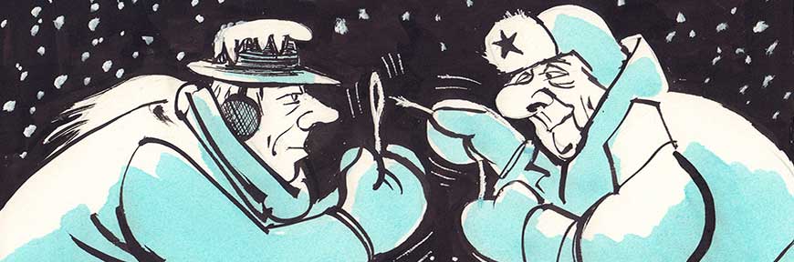 Ausschnitt - Karikatur zum Kalten Krieg vom Potsdamer Karl-Heinz Schoenfeld